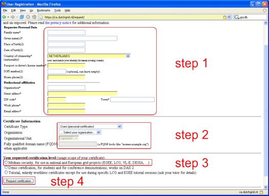 Complete all fields in the form