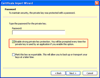 Enable strong private key protection